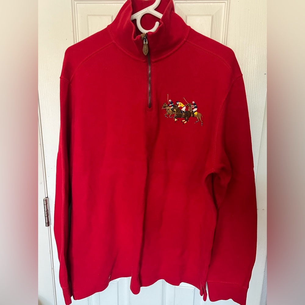 Polo Ralph Lauren Embroidered Triple Team 1/4 Zip Sweater Bundle Men’s Size L